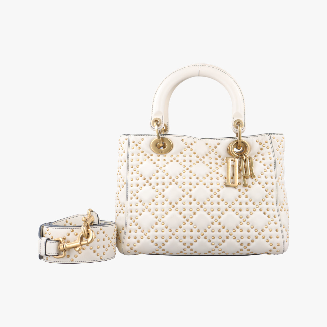 Vintage Christian Dior Lady Dior White lambskin  shoulderbag | stylenewstar