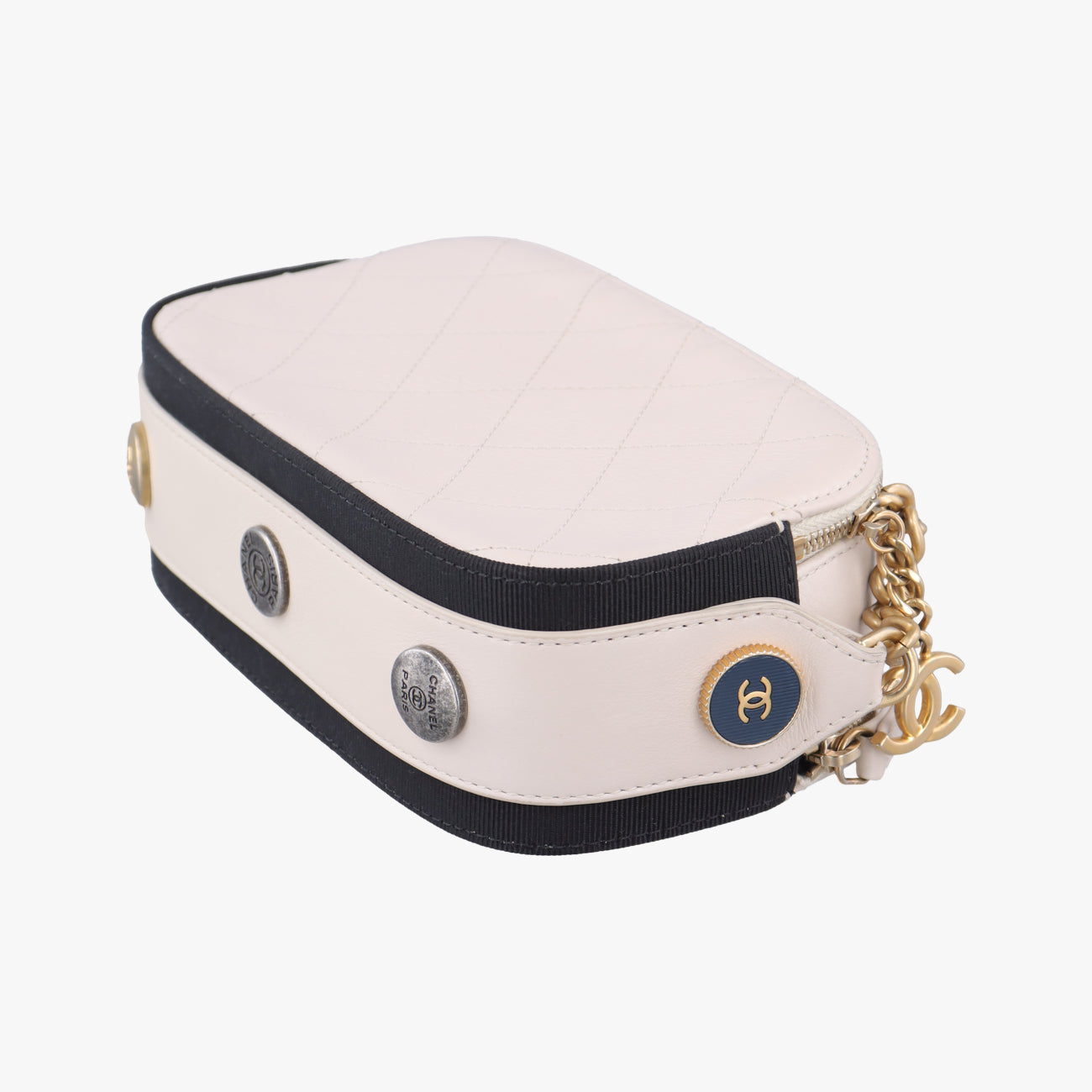 Pre-owned Chanel Button Up Double Zip Camera Pinkish Beige Leather A57574 shoulderbag | stylenewstar