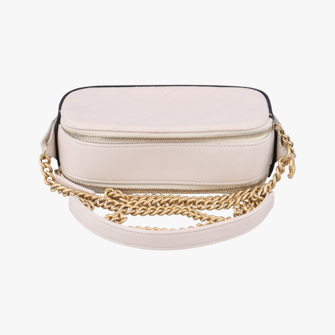 Pre-owned Chanel Button Up Double Zip Camera Pinkish Beige Leather A57574 shoulderbag | stylenewstar