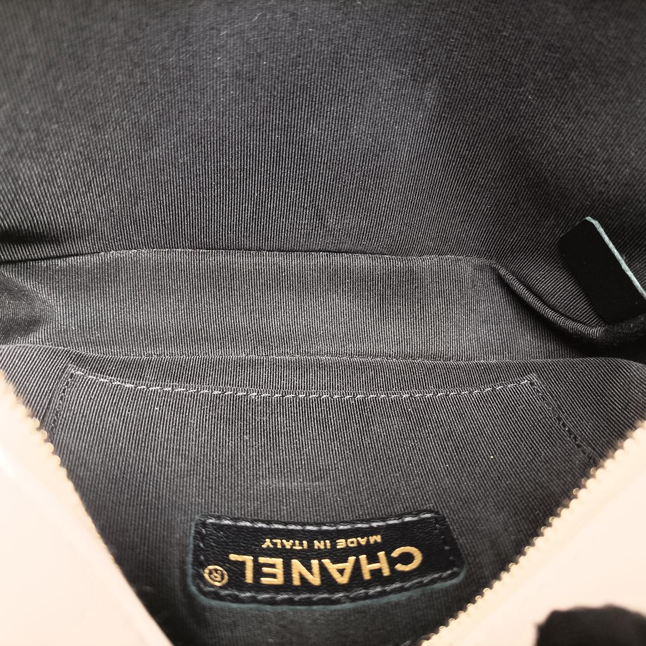 Pre-owned Chanel Button Up Double Zip Camera Pinkish Beige Leather A57574 shoulderbag | stylenewstar