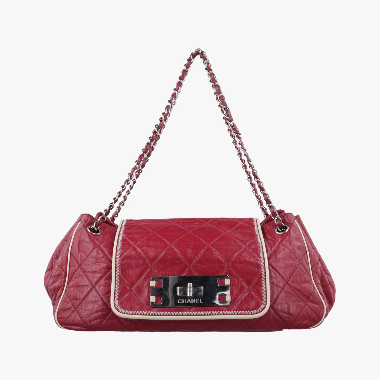 Vintage Chanel East West Red lambskin A37694 shoulderbag | stylenewstar