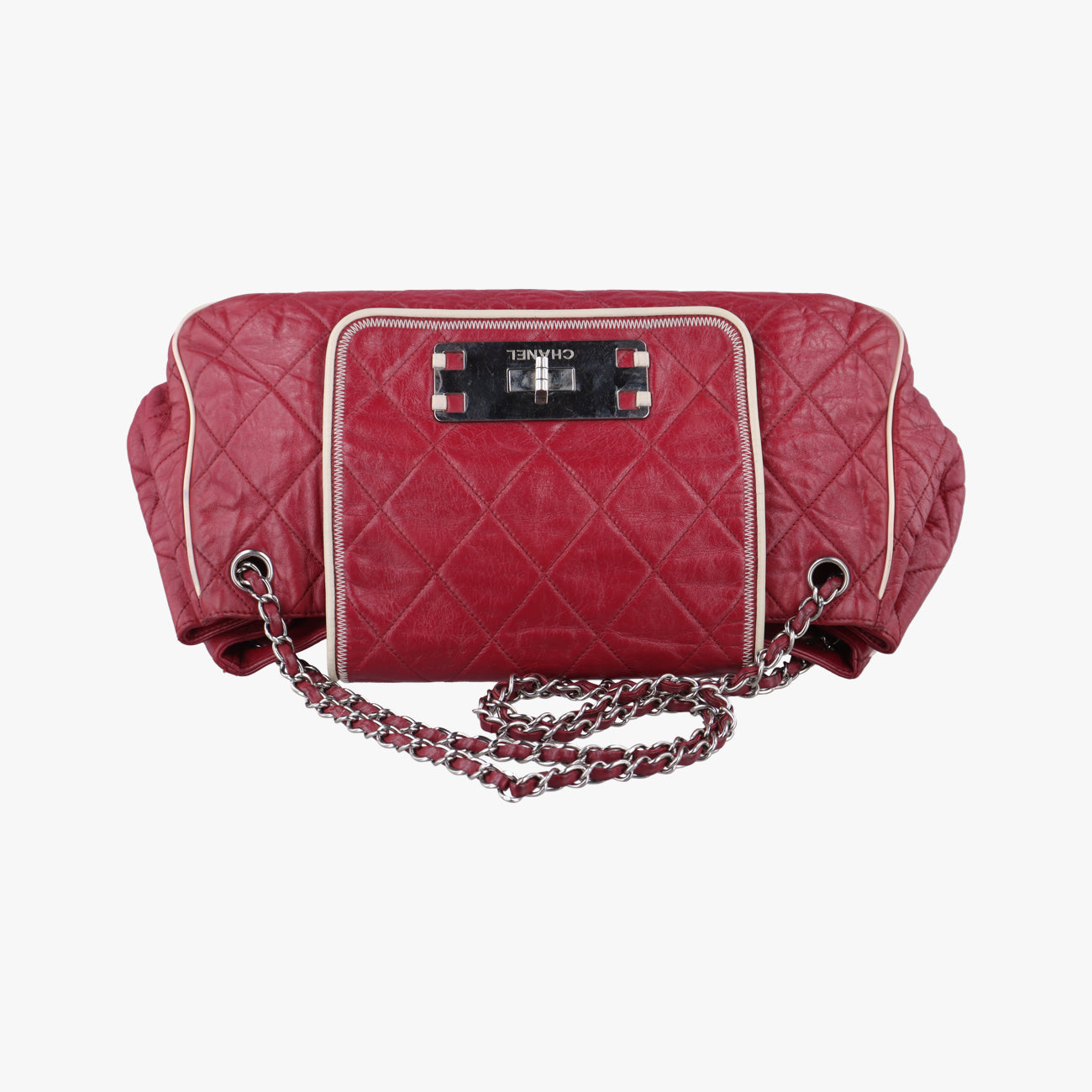 Vintage Chanel East West Red lambskin A37694 shoulderbag | stylenewstar