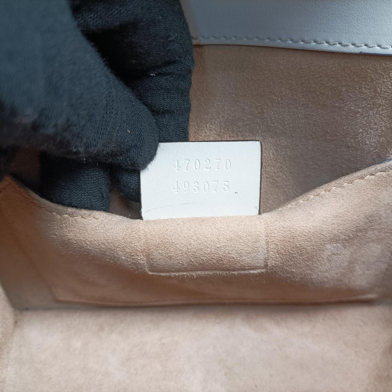 Pre-owned Gucci Sylvie Ivory× navy × red Leather 470270 shoulderbag | stylenewstar