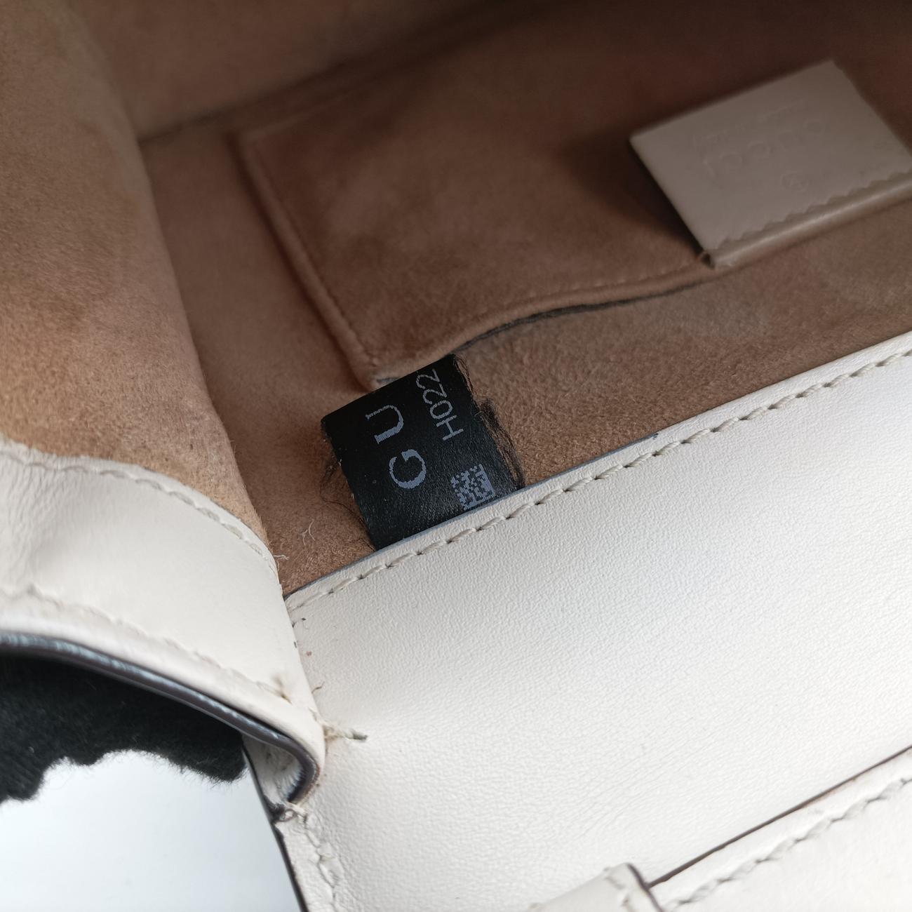 Pre-owned Gucci Sylvie Ivory× navy × red Leather 470270 shoulderbag | stylenewstar