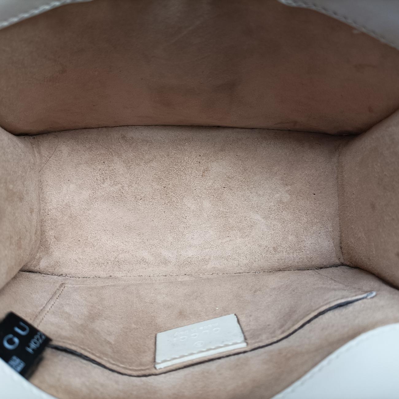 Pre-owned Gucci Sylvie Ivory× navy × red Leather 470270 shoulderbag | stylenewstar