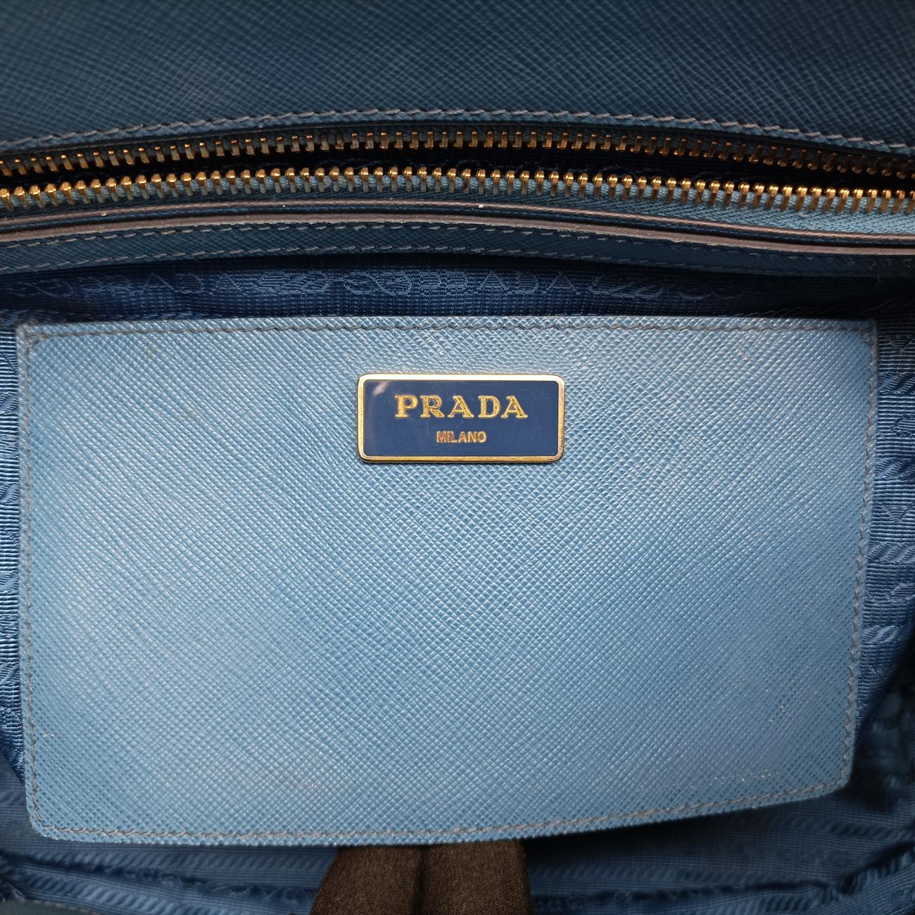 Pre-owned Prada Galleria Blue×Navy SAFFIANO Leather B2274C shoulderbag | stylenewstar