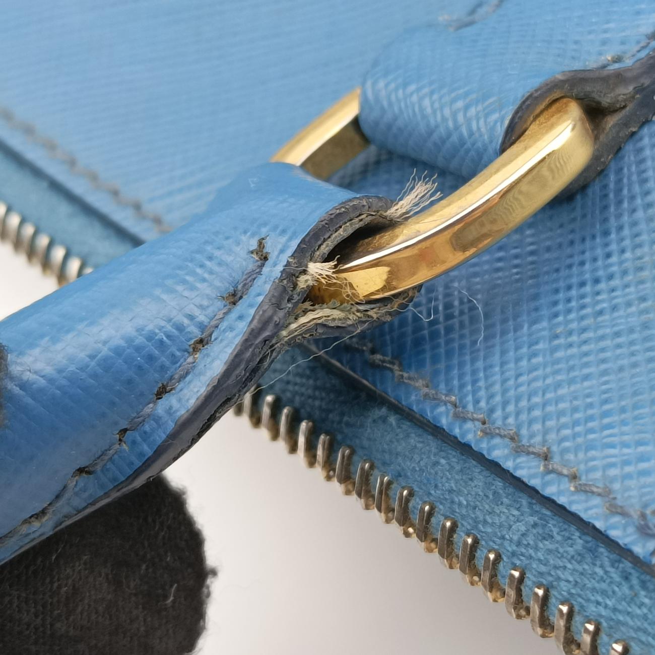 Pre-owned Prada Galleria Blue×Navy SAFFIANO Leather B2274C shoulderbag | stylenewstar