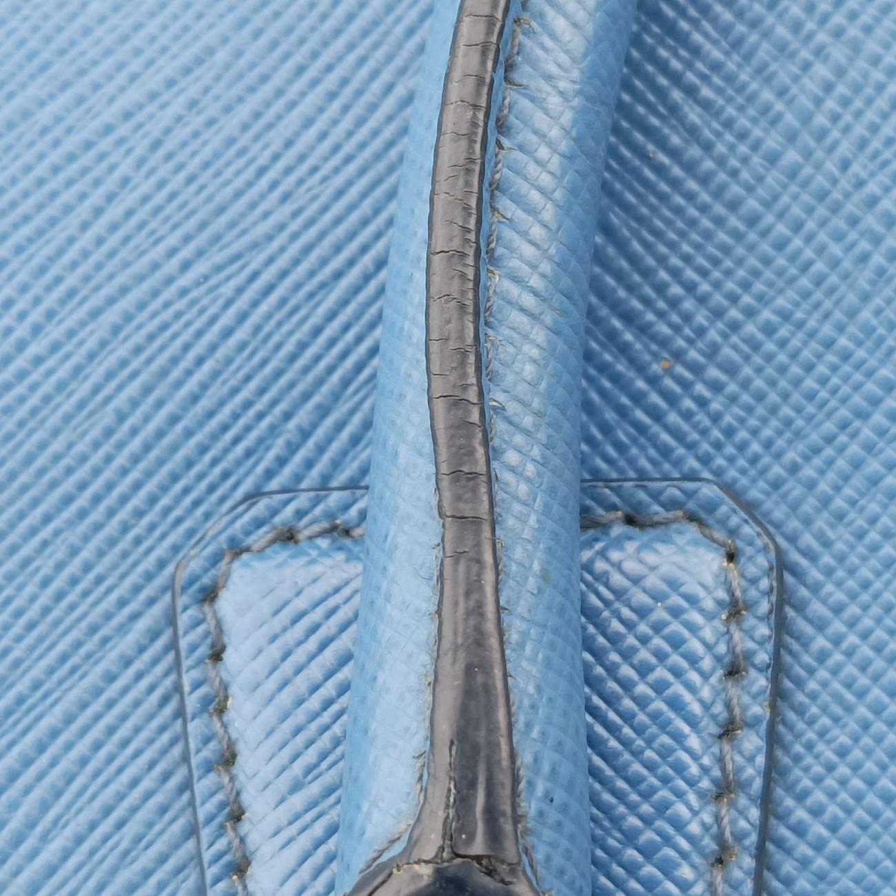 Pre-owned Prada Galleria Blue×Navy SAFFIANO Leather B2274C shoulderbag | stylenewstar