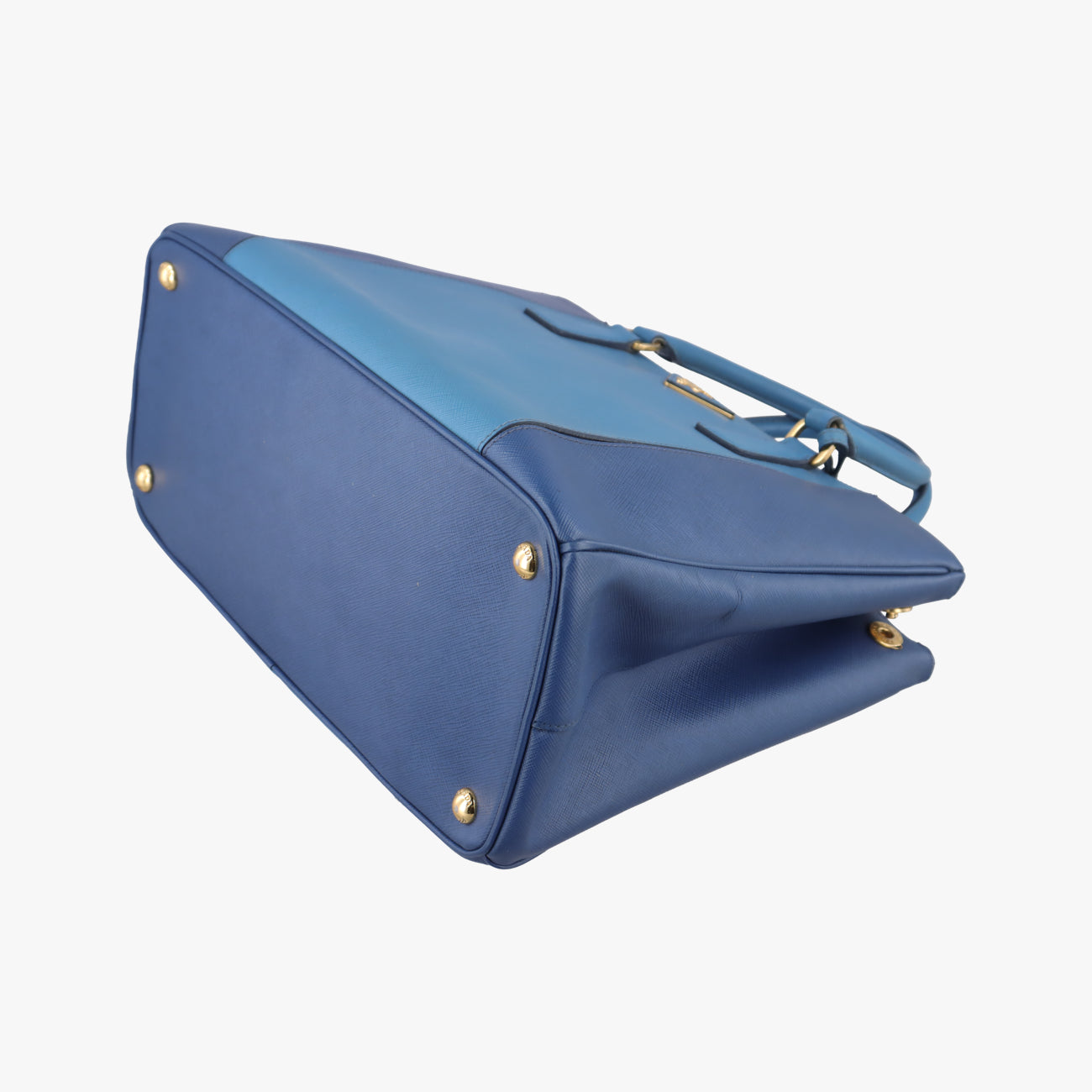 Pre-owned Prada Galleria Blue×Navy SAFFIANO Leather B2274C shoulderbag | stylenewstar