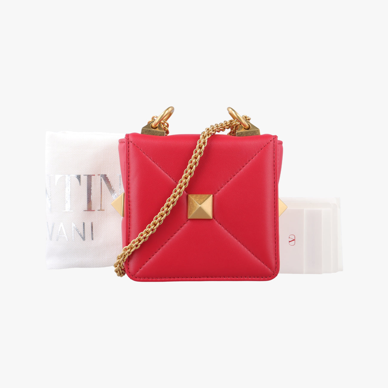 Galvani Roman Stud Flap Red Leather ICチップ