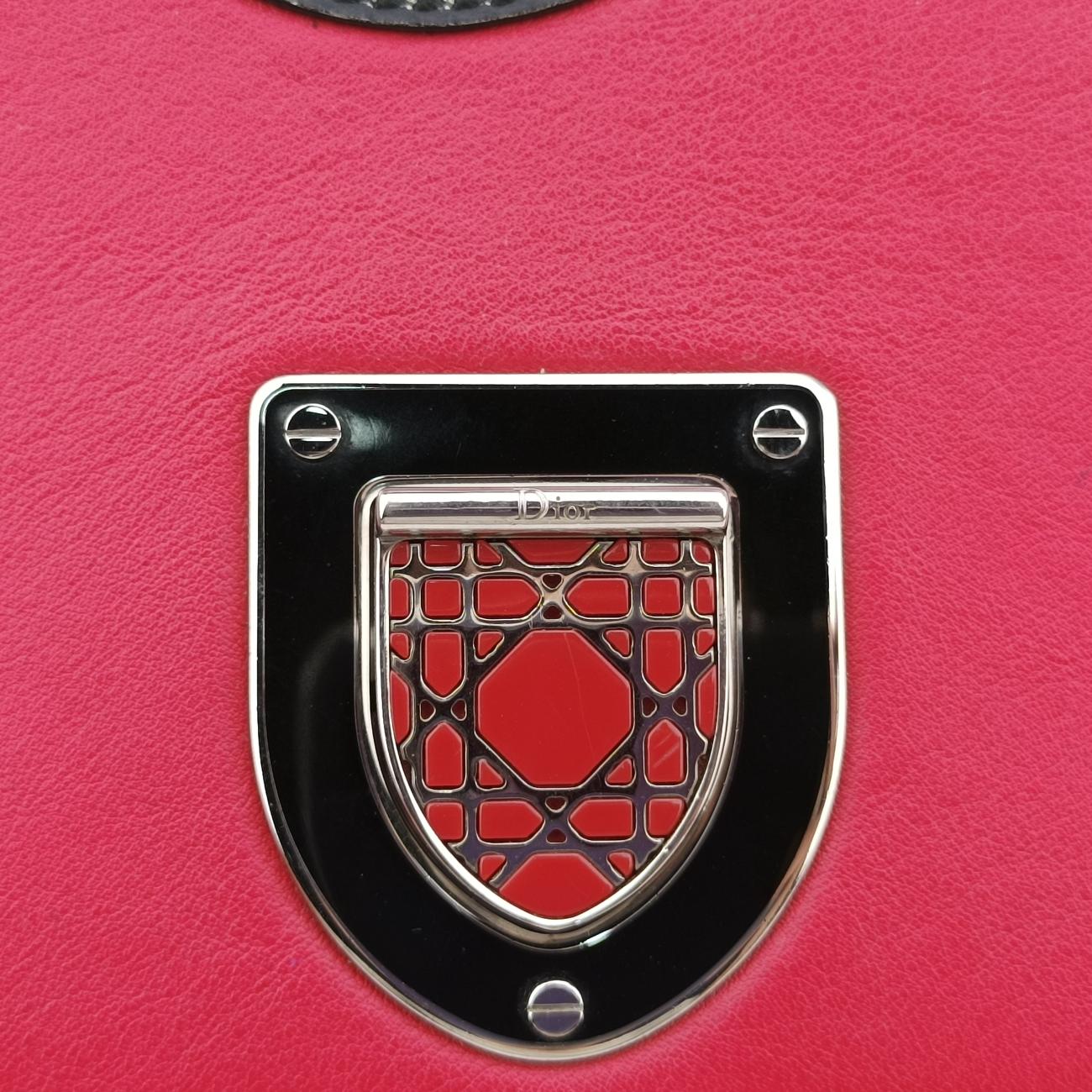 Pre-owned Christian Dior Patch Diorama Red×Multicolor Leather  shoulderbag | stylenewstar