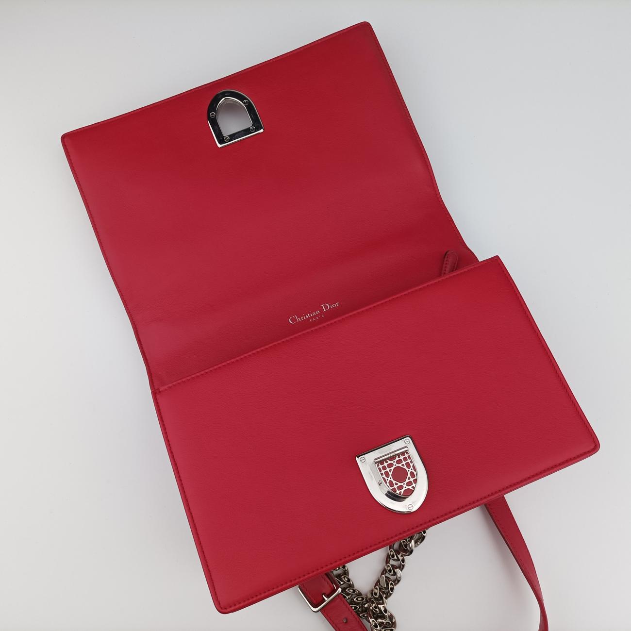 Pre-owned Christian Dior Patch Diorama Red×Multicolor Leather  shoulderbag | stylenewstar