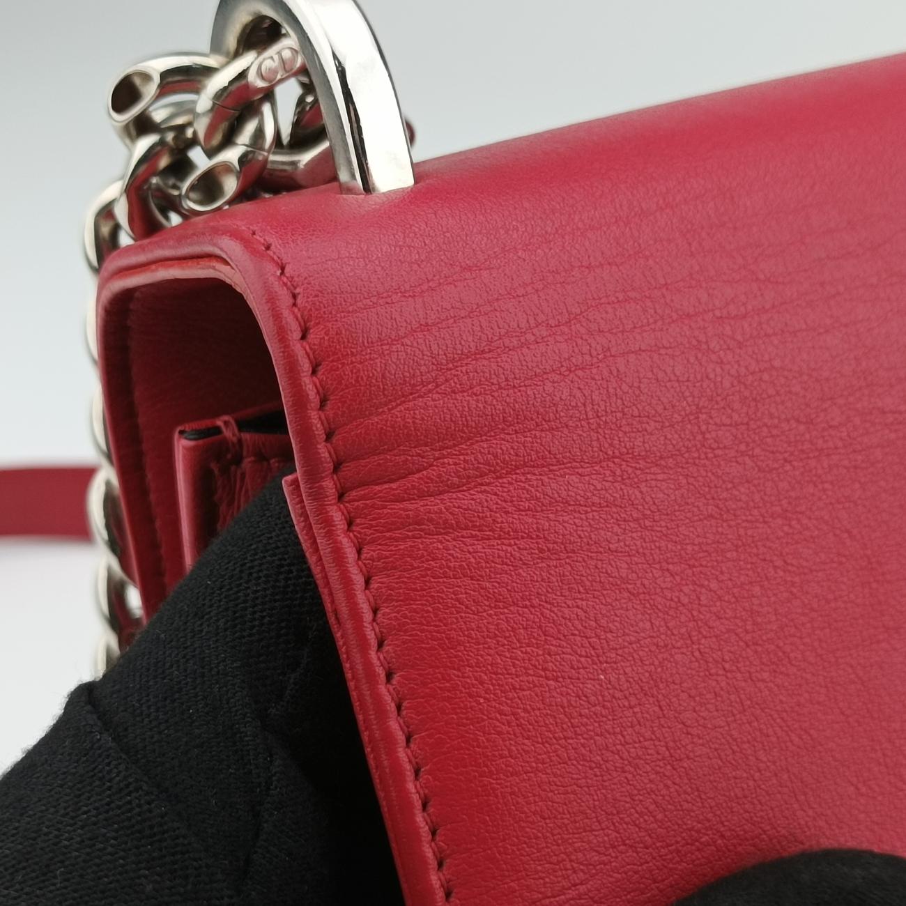 Pre-owned Christian Dior Patch Diorama Red×Multicolor Leather  shoulderbag | stylenewstar