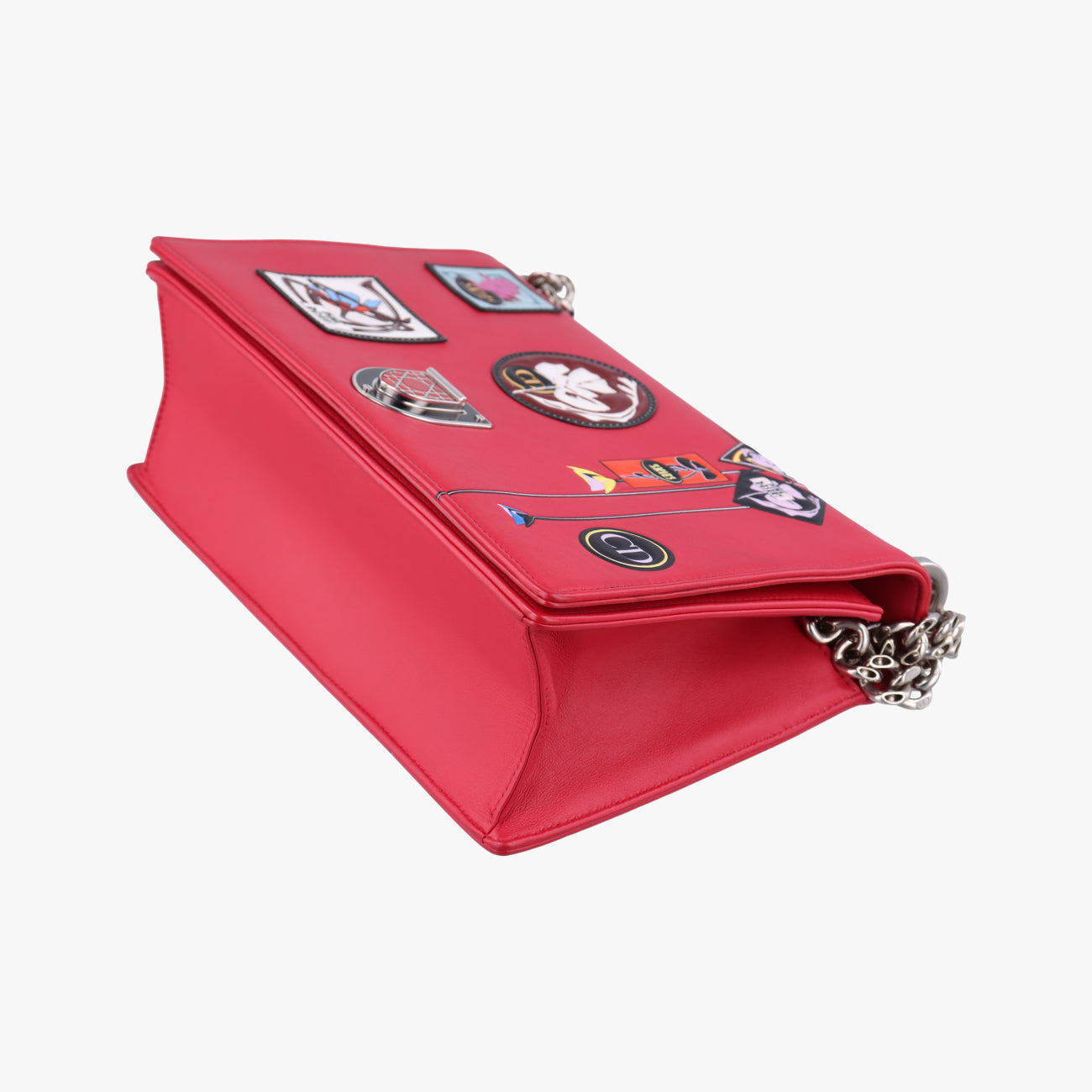 Pre-owned Christian Dior Patch Diorama Red×Multicolor Leather  shoulderbag | stylenewstar