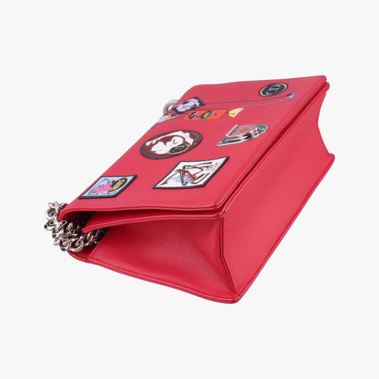 Pre-owned Christian Dior Patch Diorama Red×Multicolor Leather  shoulderbag | stylenewstar