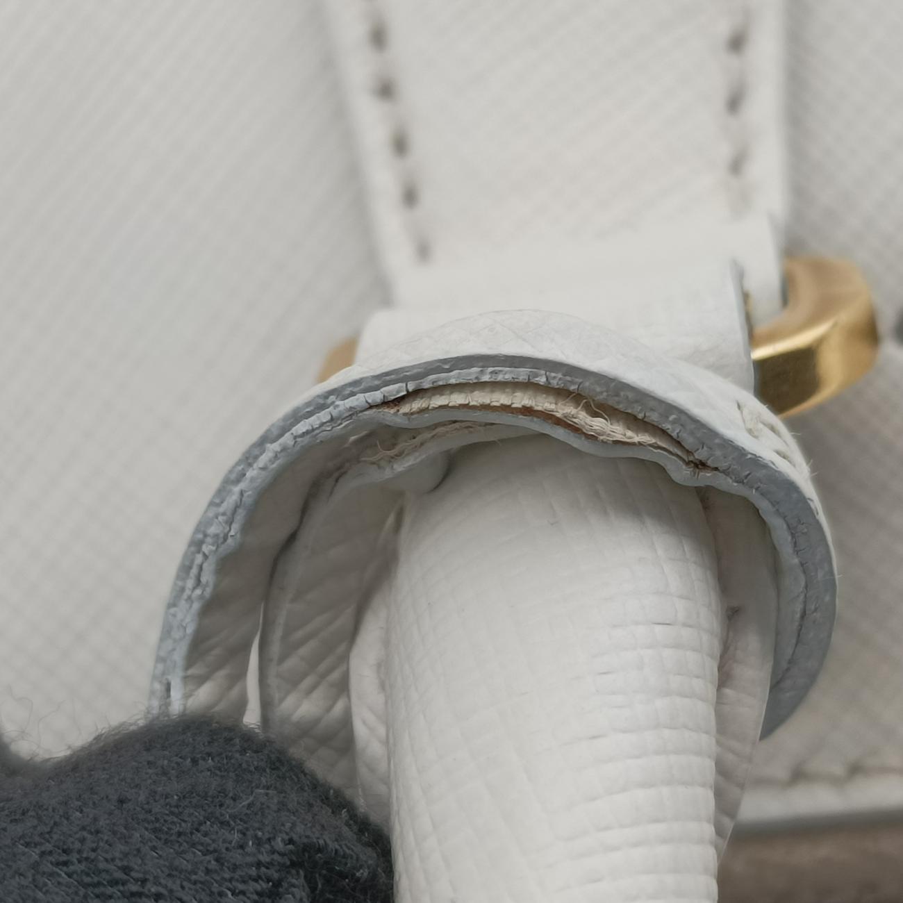 Pre-owned Prada Large Promenade Satchel White SAFFIANO Leather BL0837 shoulderbag | stylenewstar