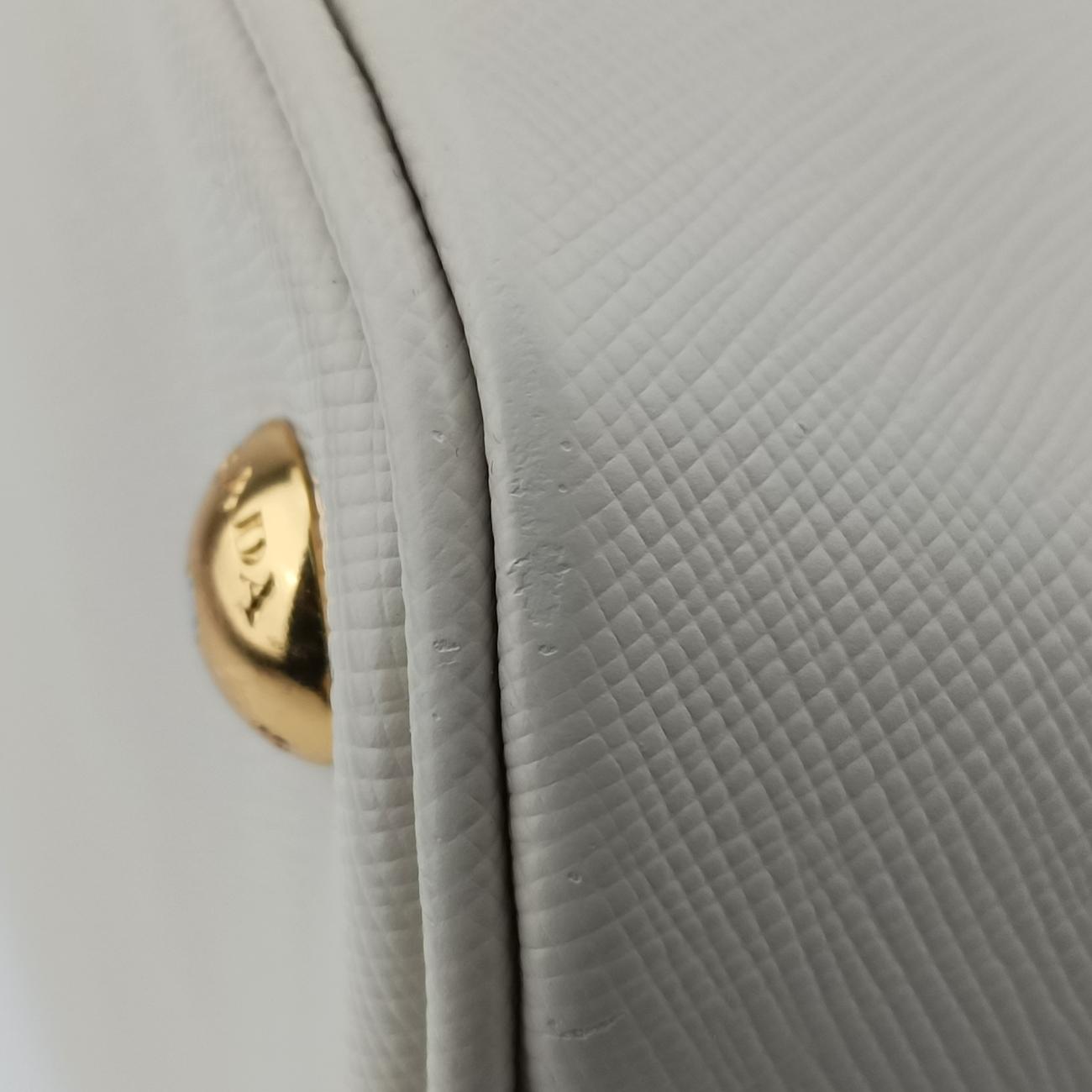 Pre-owned Prada Large Promenade Satchel White SAFFIANO Leather BL0837 shoulderbag | stylenewstar