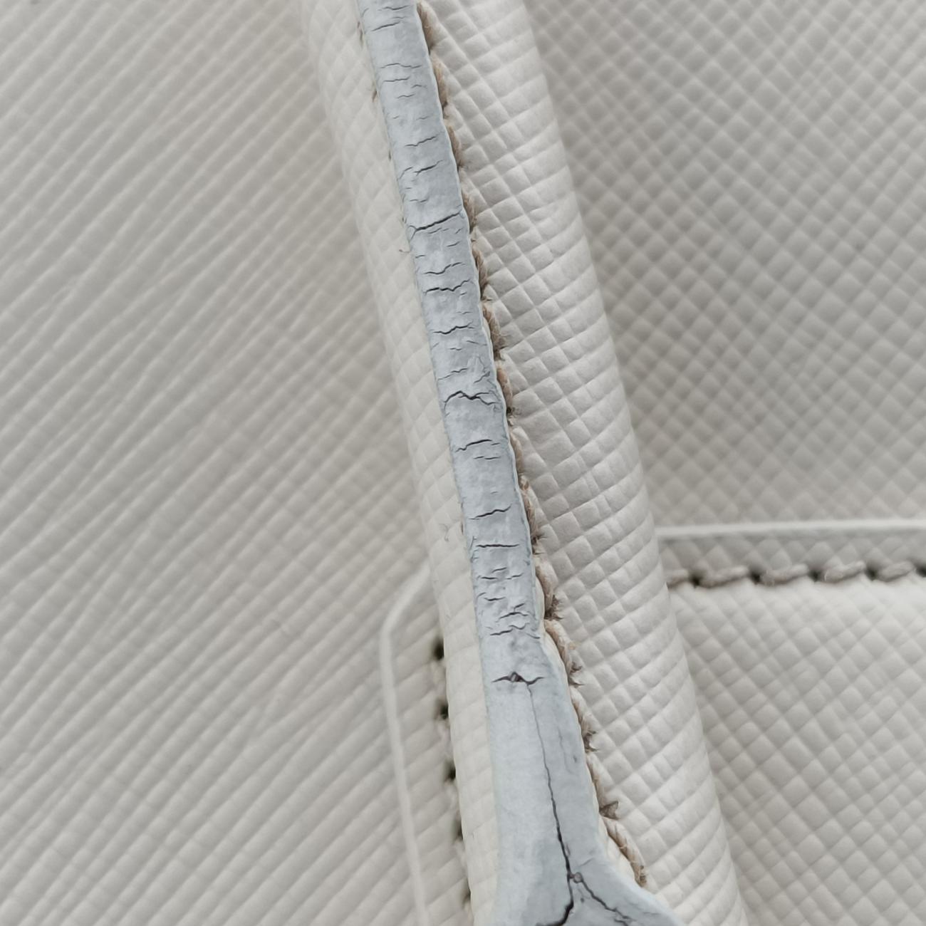 Pre-owned Prada Large Promenade Satchel White SAFFIANO Leather BL0837 shoulderbag | stylenewstar