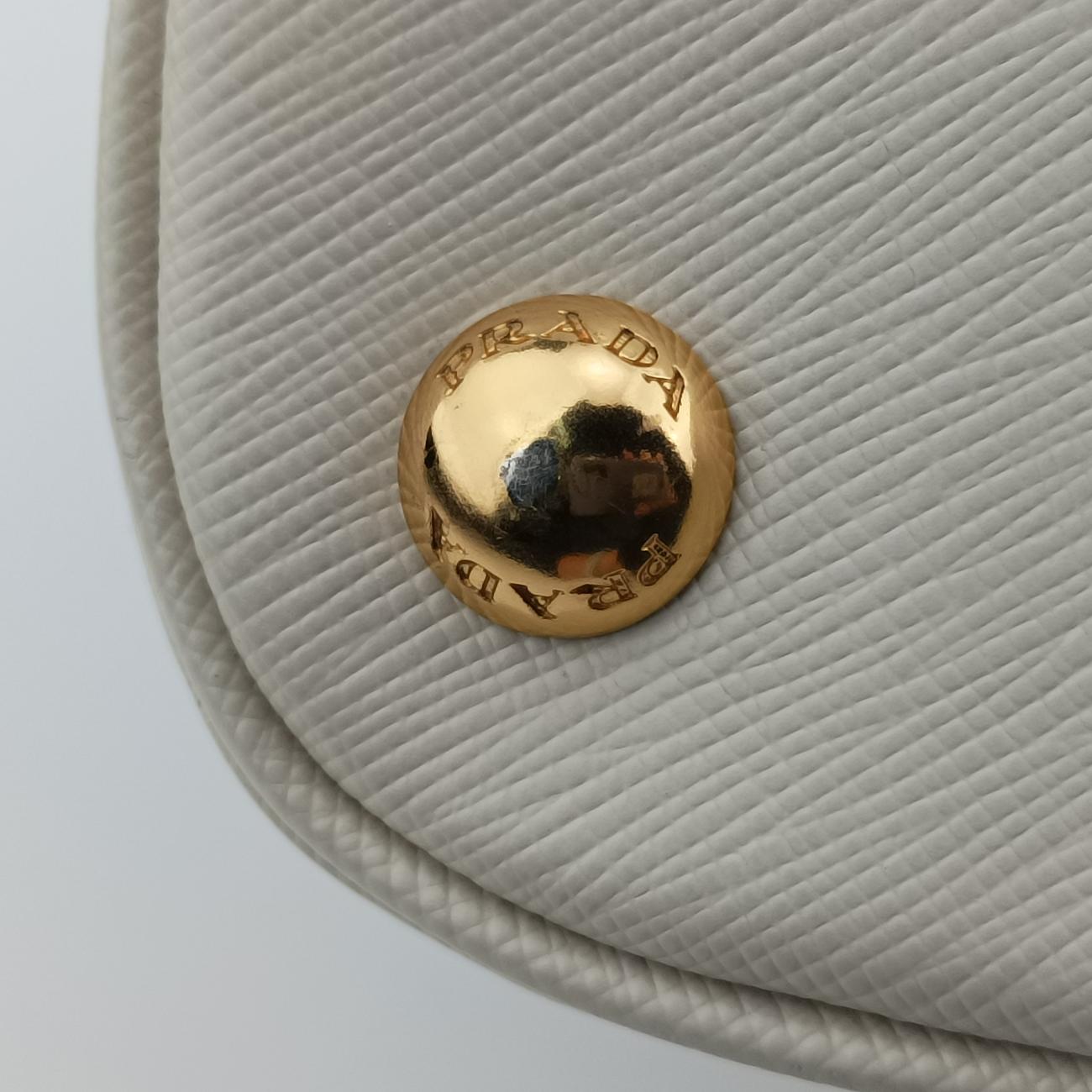 Pre-owned Prada Large Promenade Satchel White SAFFIANO Leather BL0837 shoulderbag | stylenewstar