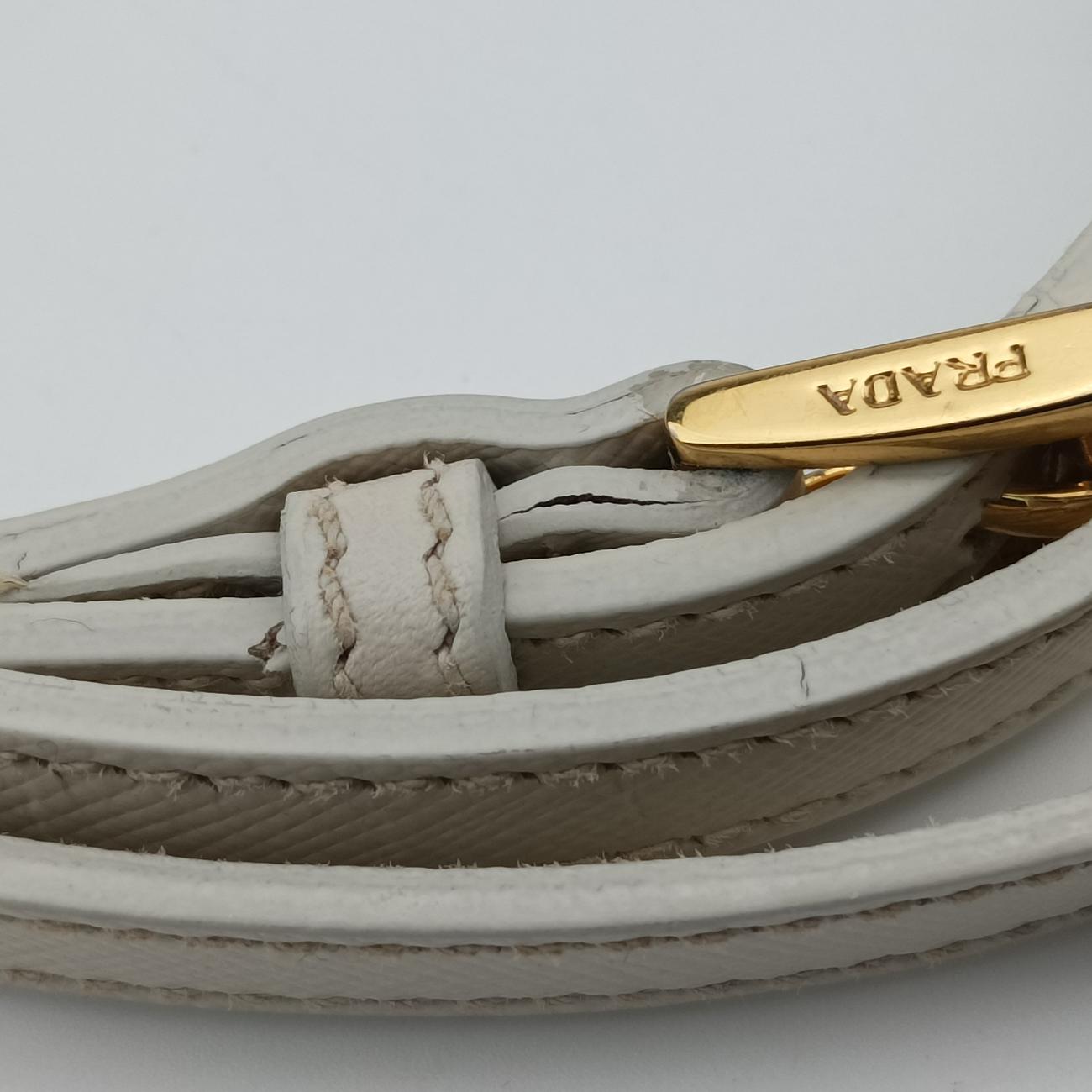 Pre-owned Prada Large Promenade Satchel White SAFFIANO Leather BL0837 shoulderbag | stylenewstar