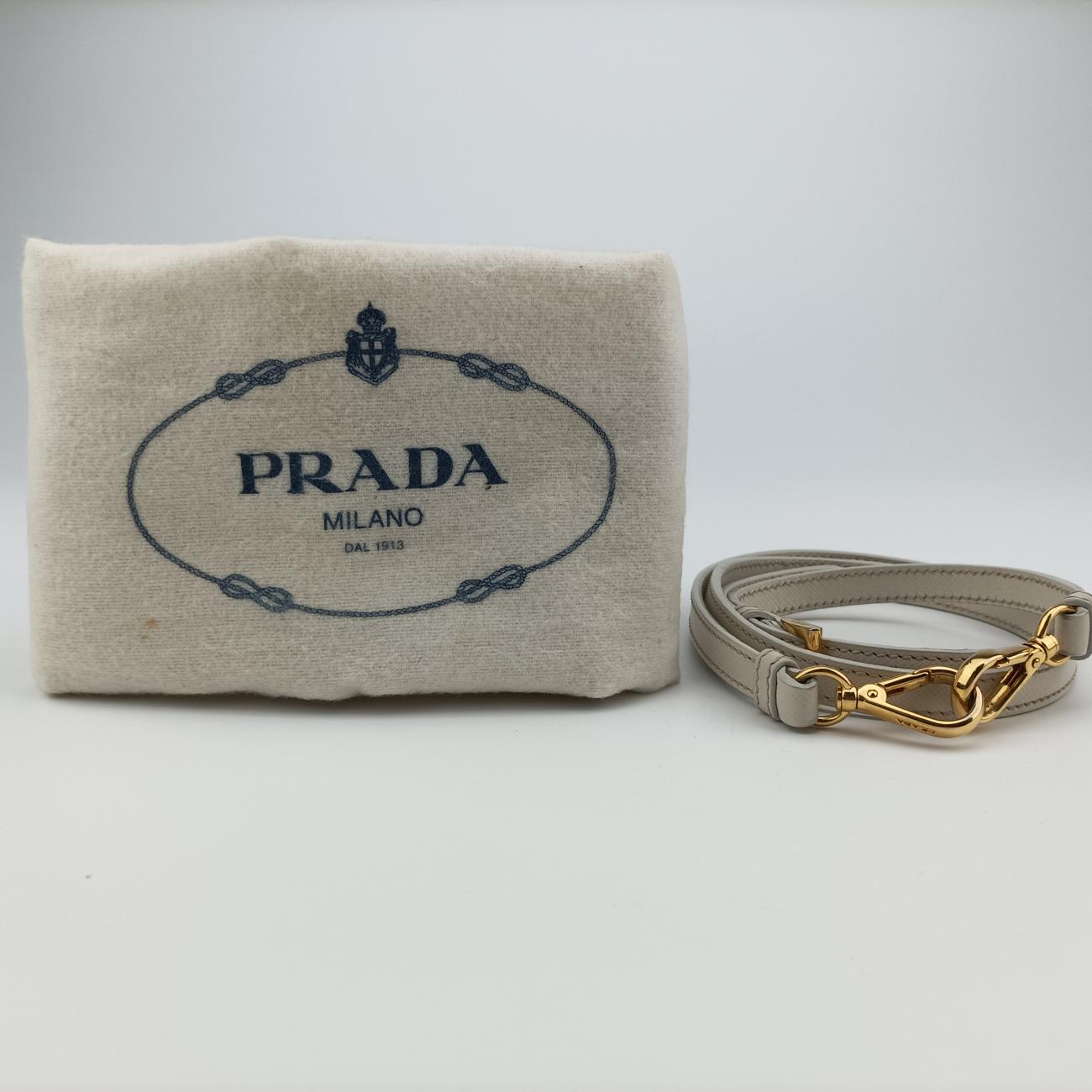 Pre-owned Prada Large Promenade Satchel White SAFFIANO Leather BL0837 shoulderbag | stylenewstar