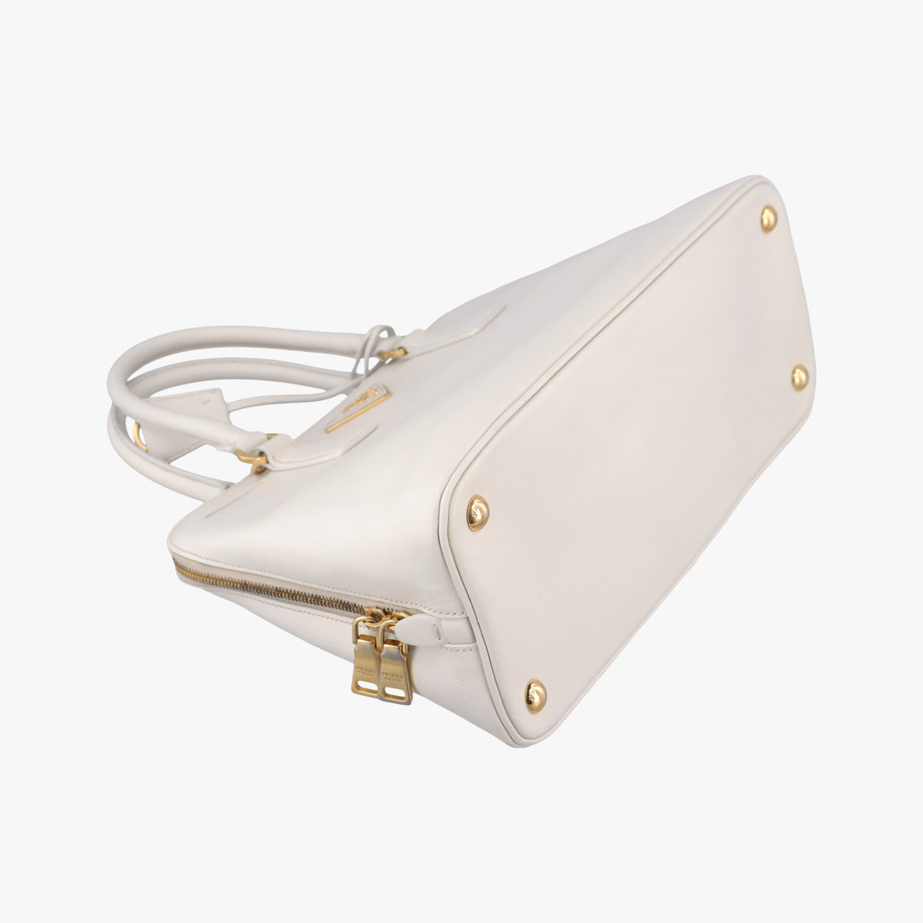 Pre-owned Prada Large Promenade Satchel White SAFFIANO Leather BL0837 shoulderbag | stylenewstar