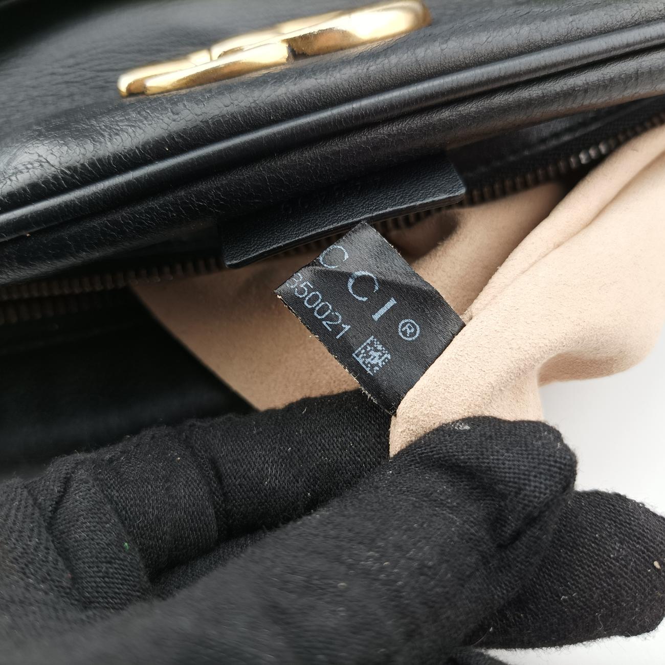 Pre-owned Gucci GG Marmont Black Leather 443499 shoulderbag | stylenewstar