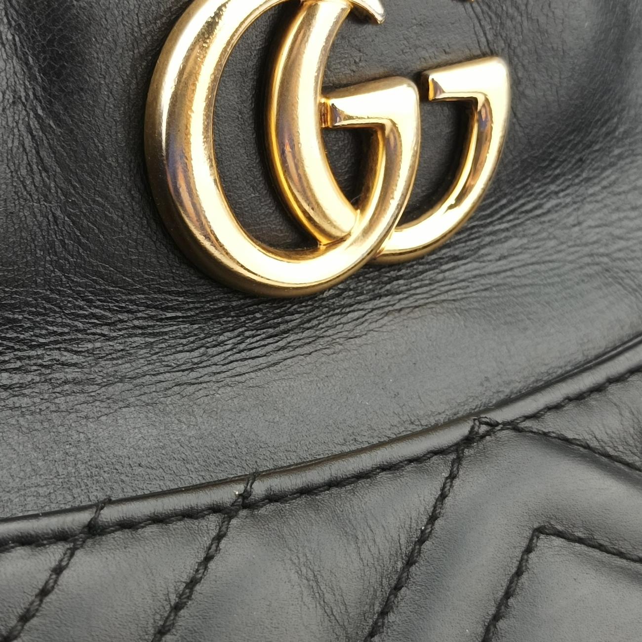 Pre-owned Gucci GG Marmont Black Leather 443499 shoulderbag | stylenewstar