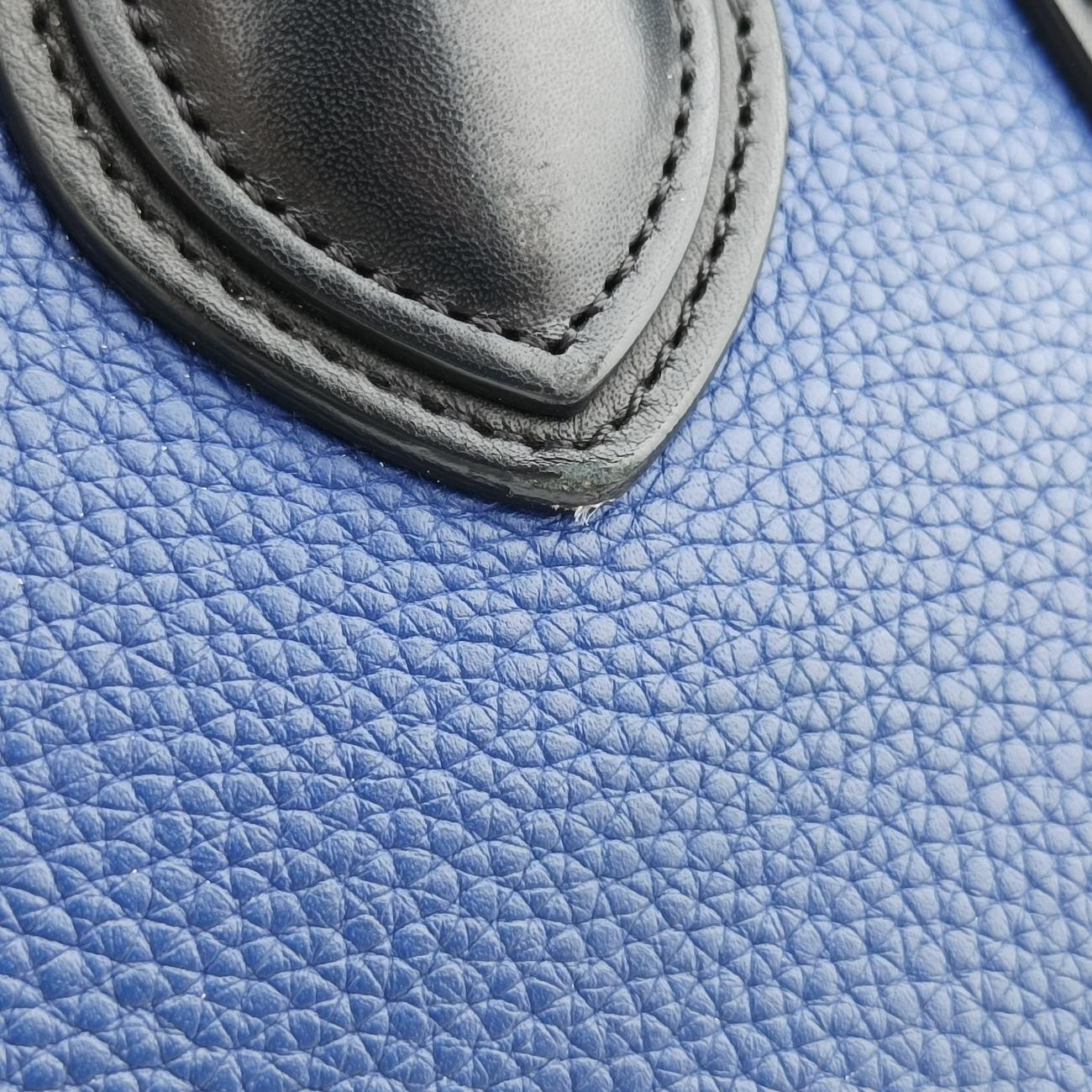 Pre-owned Celine Luggage Micro shopper Blue×Black×Beige Leather  handbag | stylenewstar