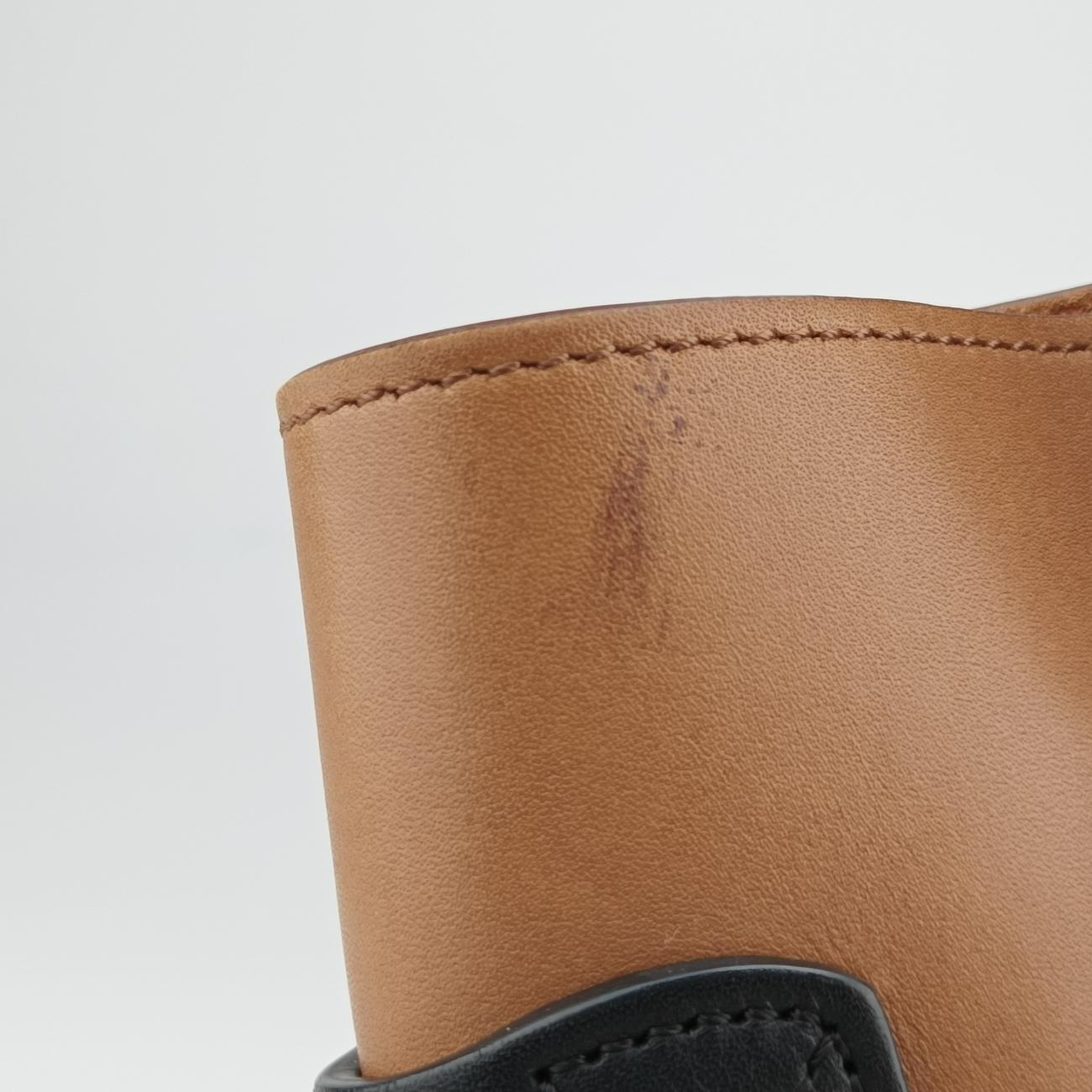 Pre-owned Celine Luggage Micro shopper Blue×Black×Beige Leather  handbag | stylenewstar