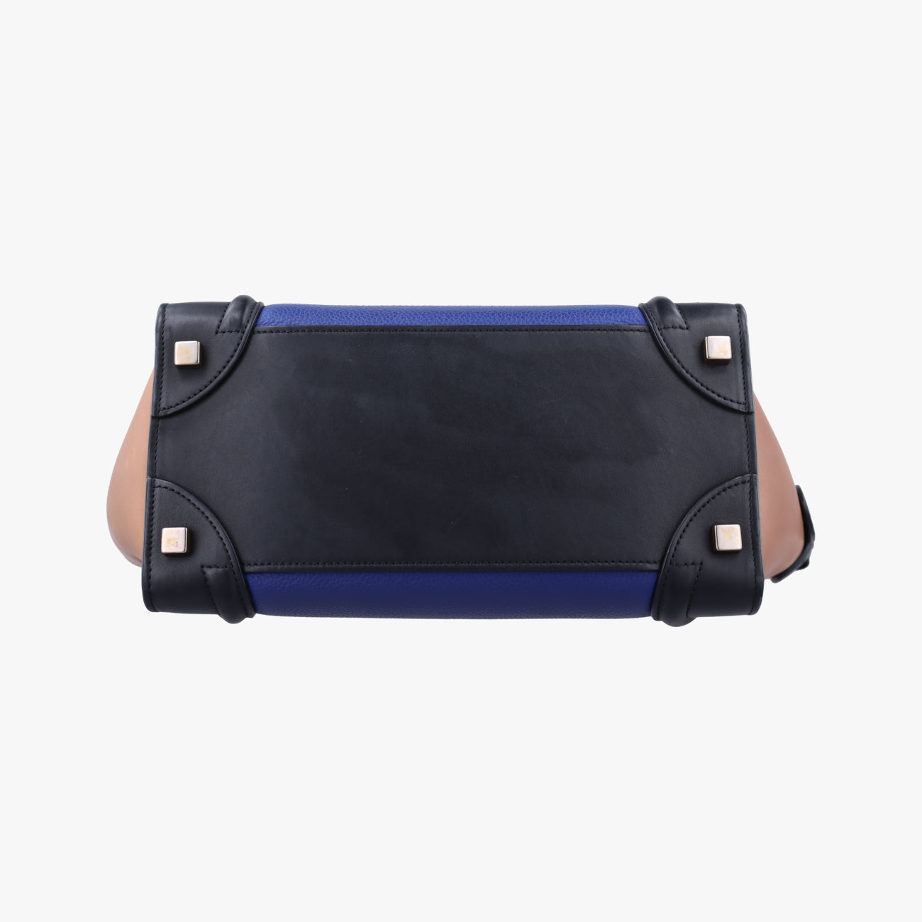 Pre-owned Celine Luggage Micro shopper Blue×Black×Beige Leather  handbag | stylenewstar