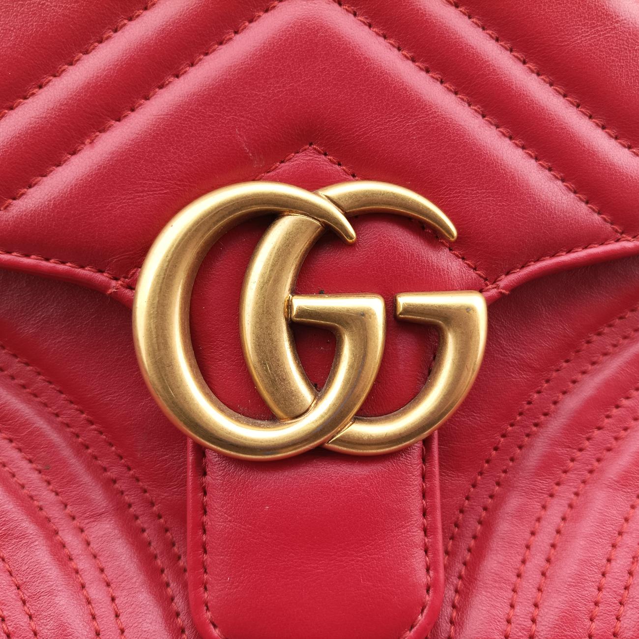 Vintage Gucci GG Marmont Red Leather 498110 shoulderbag | stylenewstar