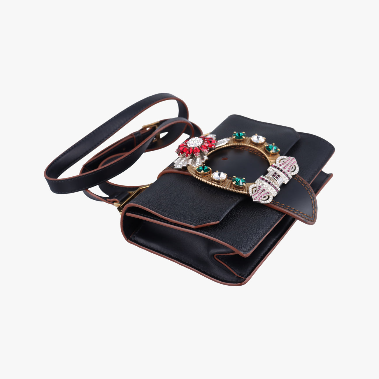 Secondhand Miu Miu Miu Lady Black Leather  shoulderbag | stylenewstar