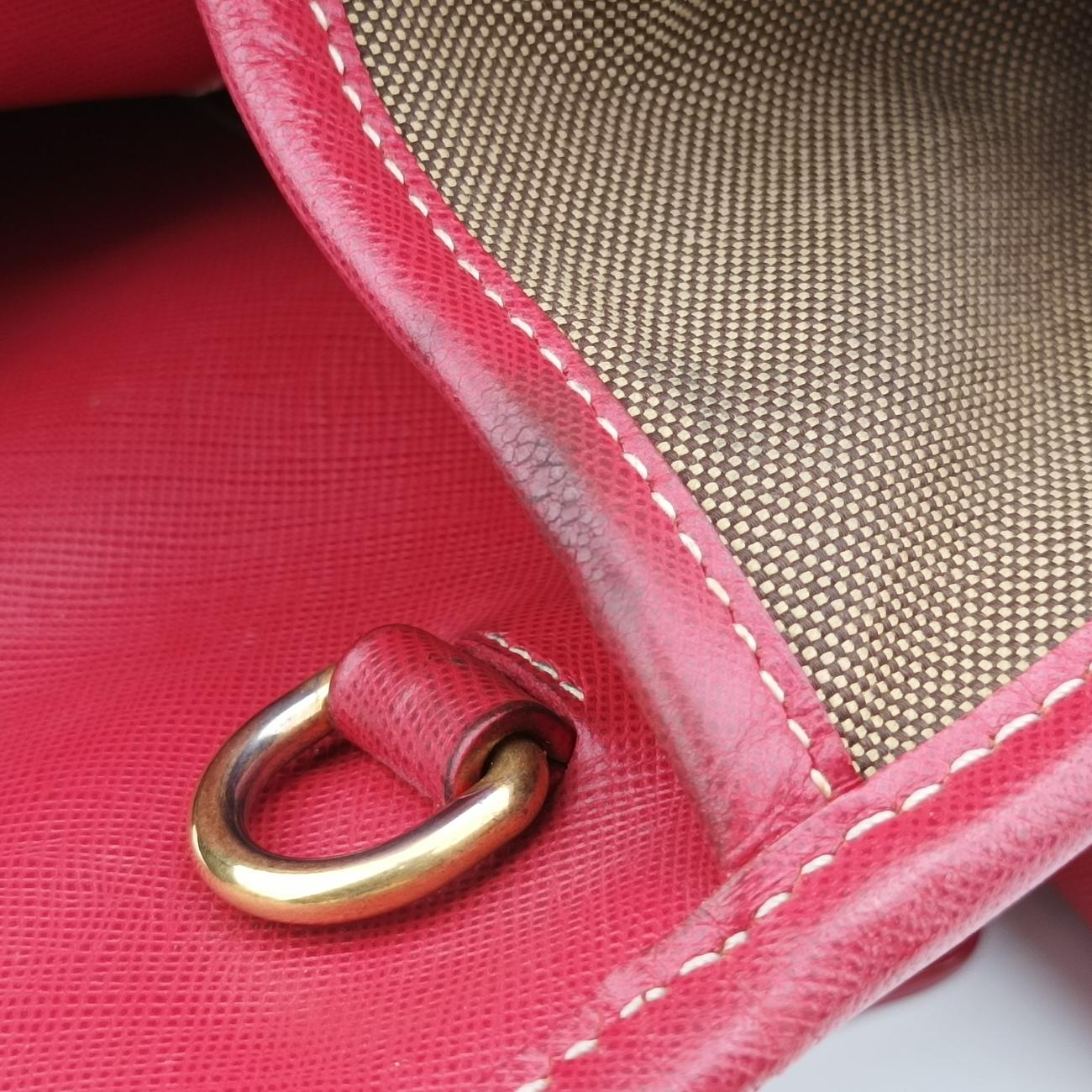 Secondhand Prada Logo Jacquard Beige×red Canvas × SAFFIANO Leather BN2254 shoulderbag | stylenewstar