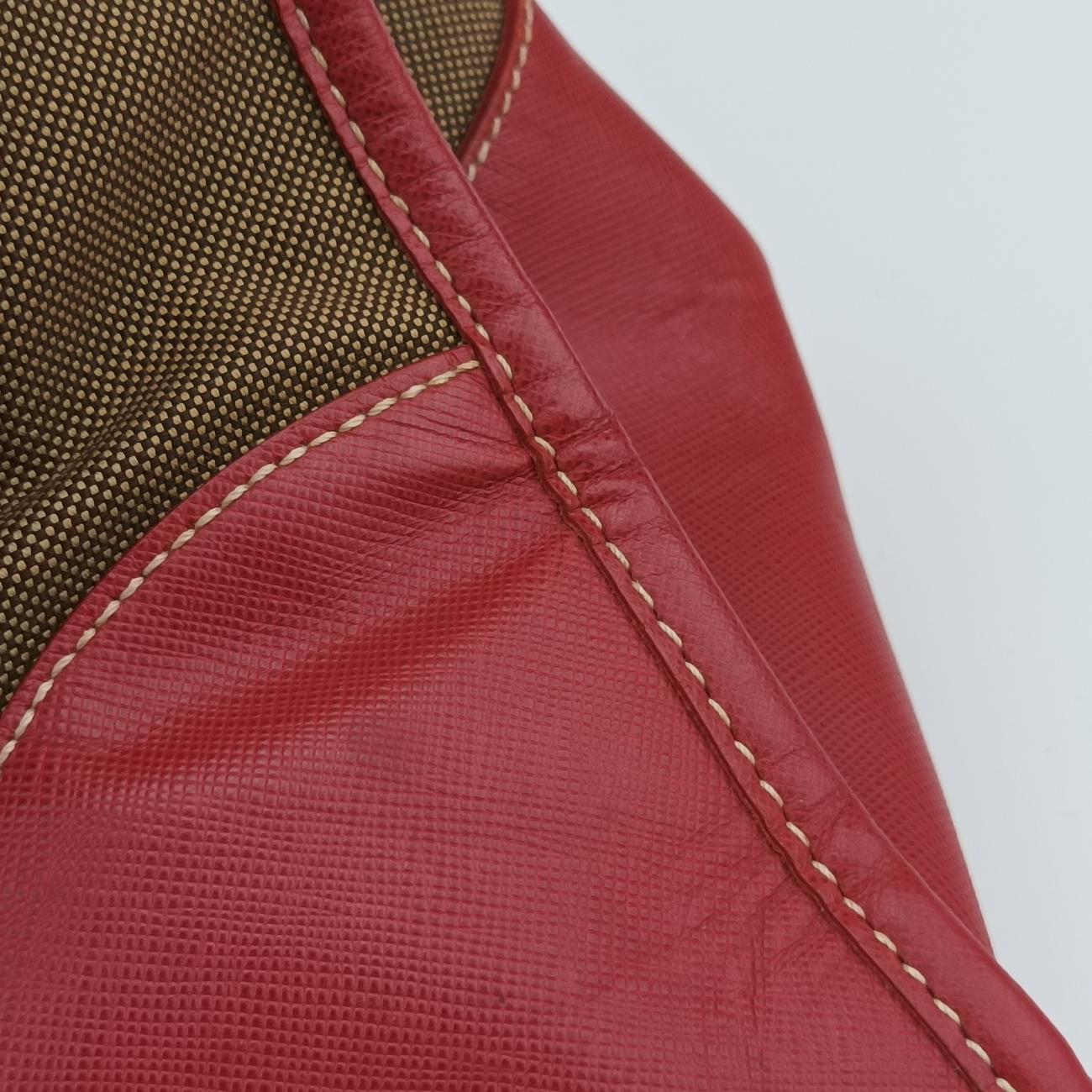 Secondhand Prada Logo Jacquard Beige×red Canvas × SAFFIANO Leather BN2254 shoulderbag | stylenewstar