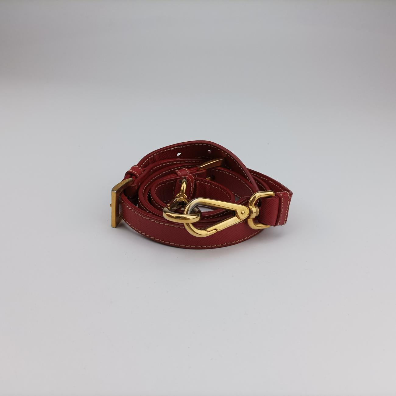 Secondhand Prada Logo Jacquard Beige×red Canvas × SAFFIANO Leather BN2254 shoulderbag | stylenewstar