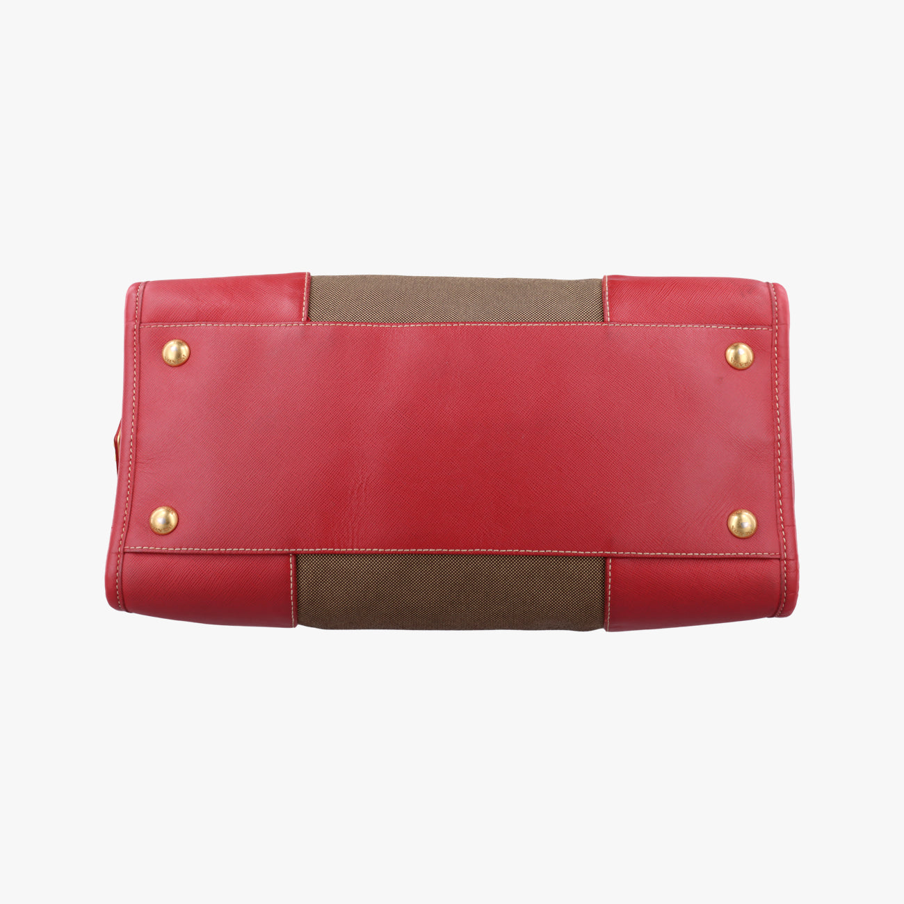 Secondhand Prada Logo Jacquard Beige×red Canvas × SAFFIANO Leather BN2254 shoulderbag | stylenewstar