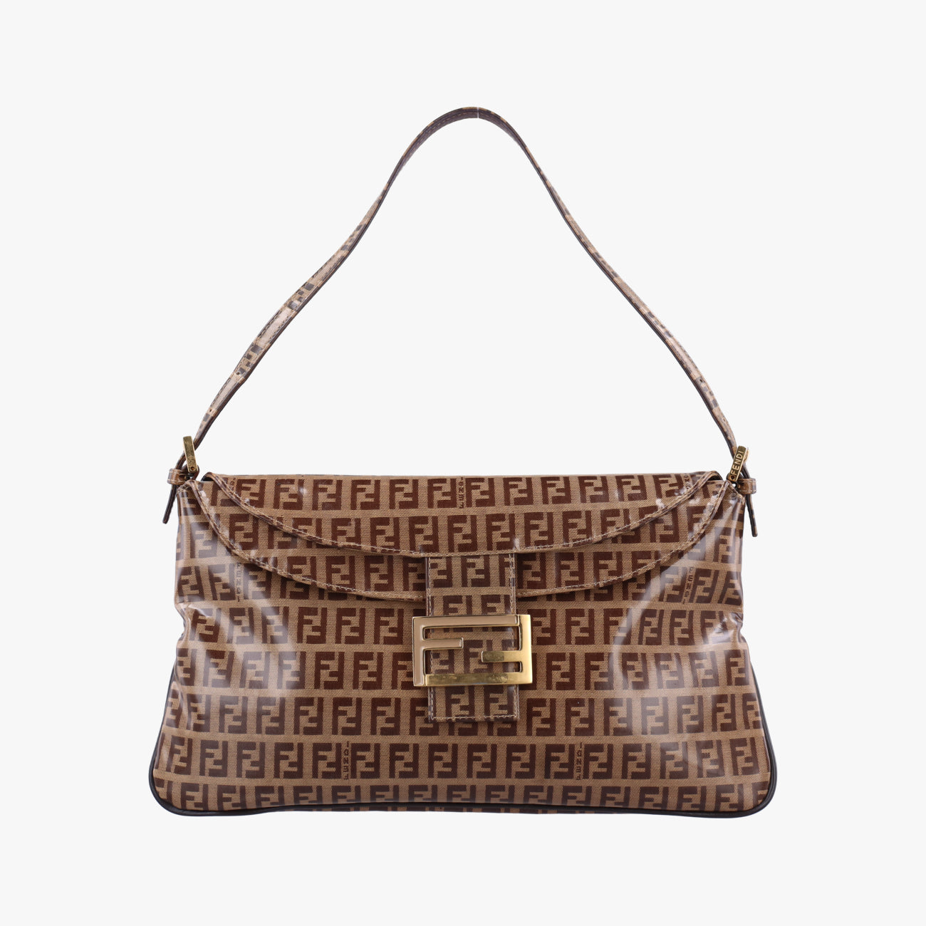 Pre-owned Fendi Baguette Brown PVC coated canvas 26796 handbag | stylenewstar