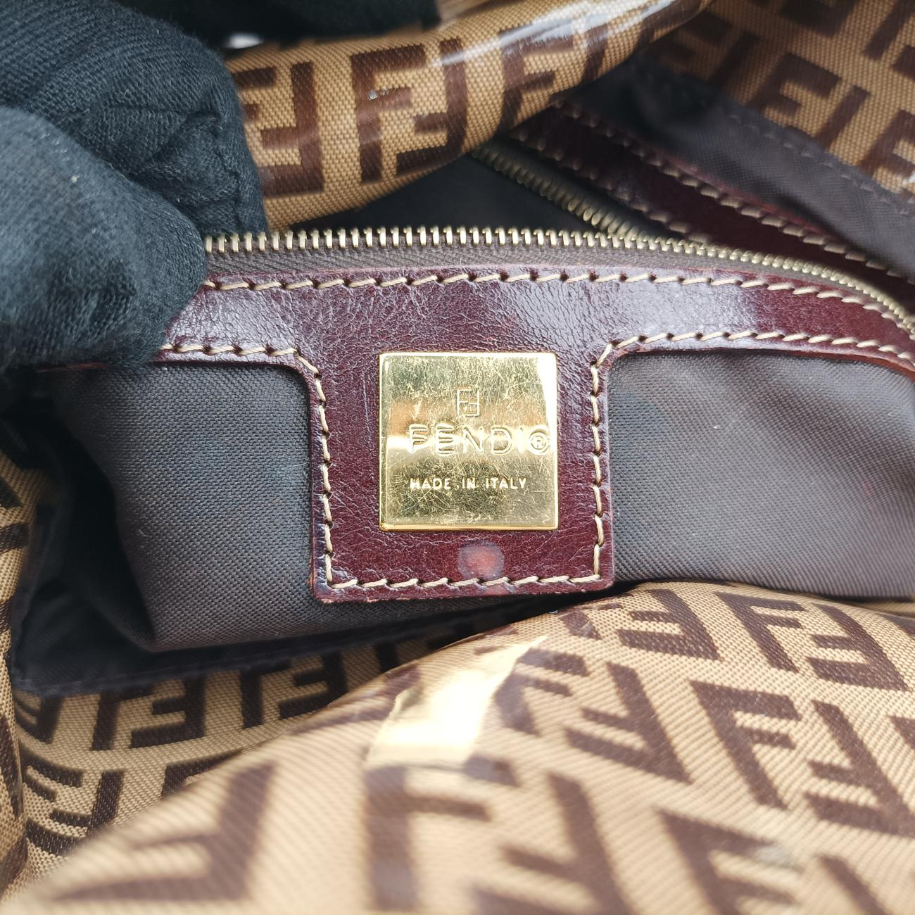 Pre-owned Fendi Baguette Brown PVC coated canvas 26796 handbag | stylenewstar