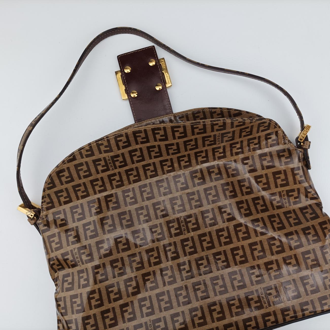 Pre-owned Fendi Baguette Brown PVC coated canvas 26796 handbag | stylenewstar