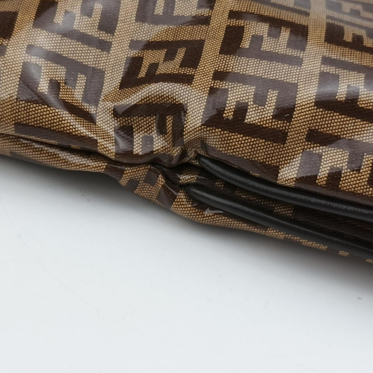 Pre-owned Fendi Baguette Brown PVC coated canvas 26796 handbag | stylenewstar