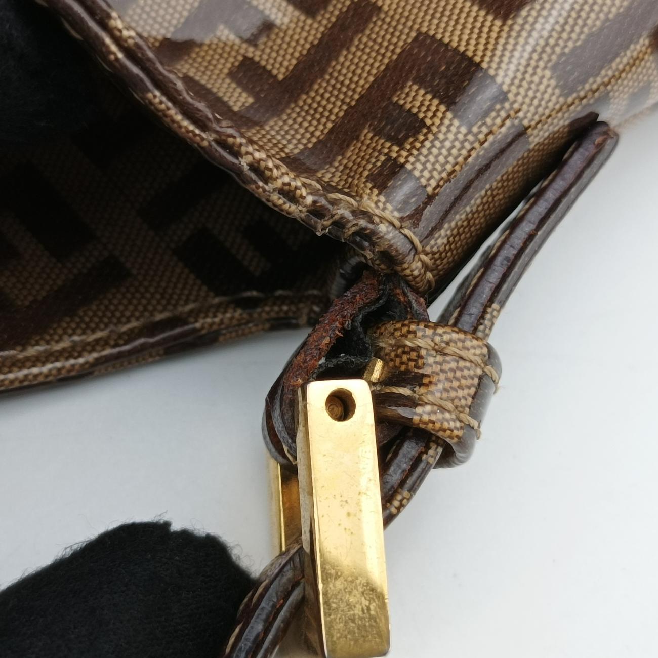 Pre-owned Fendi Baguette Brown PVC coated canvas 26796 handbag | stylenewstar