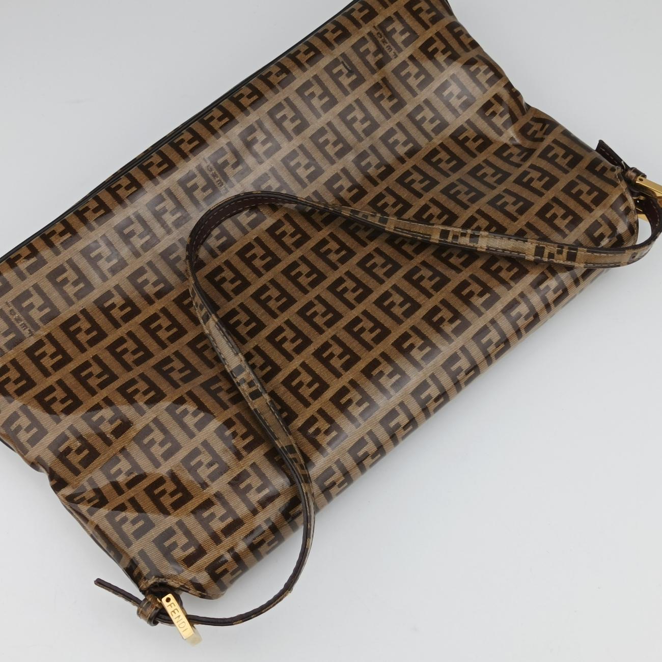 Pre-owned Fendi Baguette Brown PVC coated canvas 26796 handbag | stylenewstar