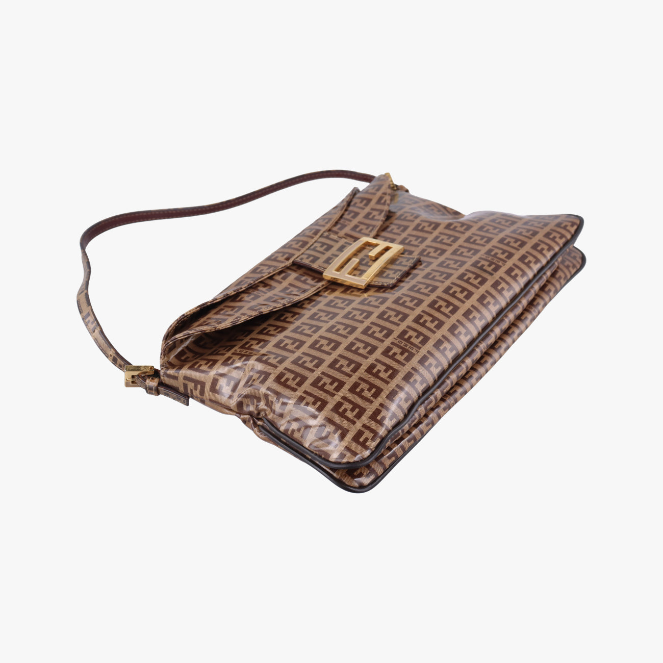 Pre-owned Fendi Baguette Brown PVC coated canvas 26796 handbag | stylenewstar