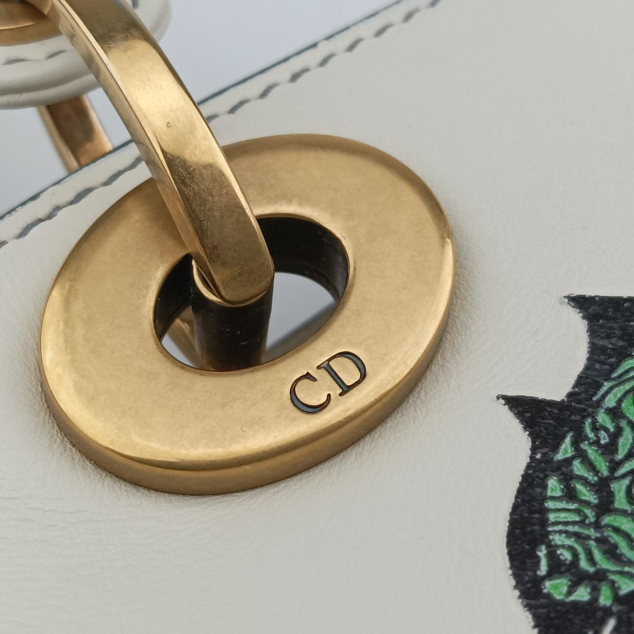 Pre-owned Christian Dior Lady Dior White x Multicolor Leather  shoulderbag | stylenewstar