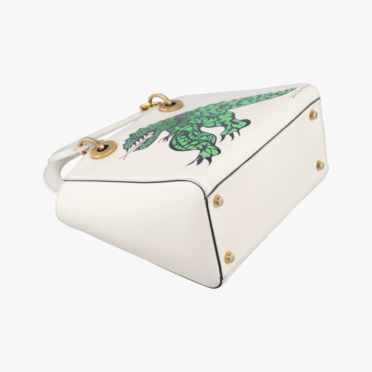 Pre-owned Christian Dior Lady Dior White x Multicolor Leather  shoulderbag | stylenewstar