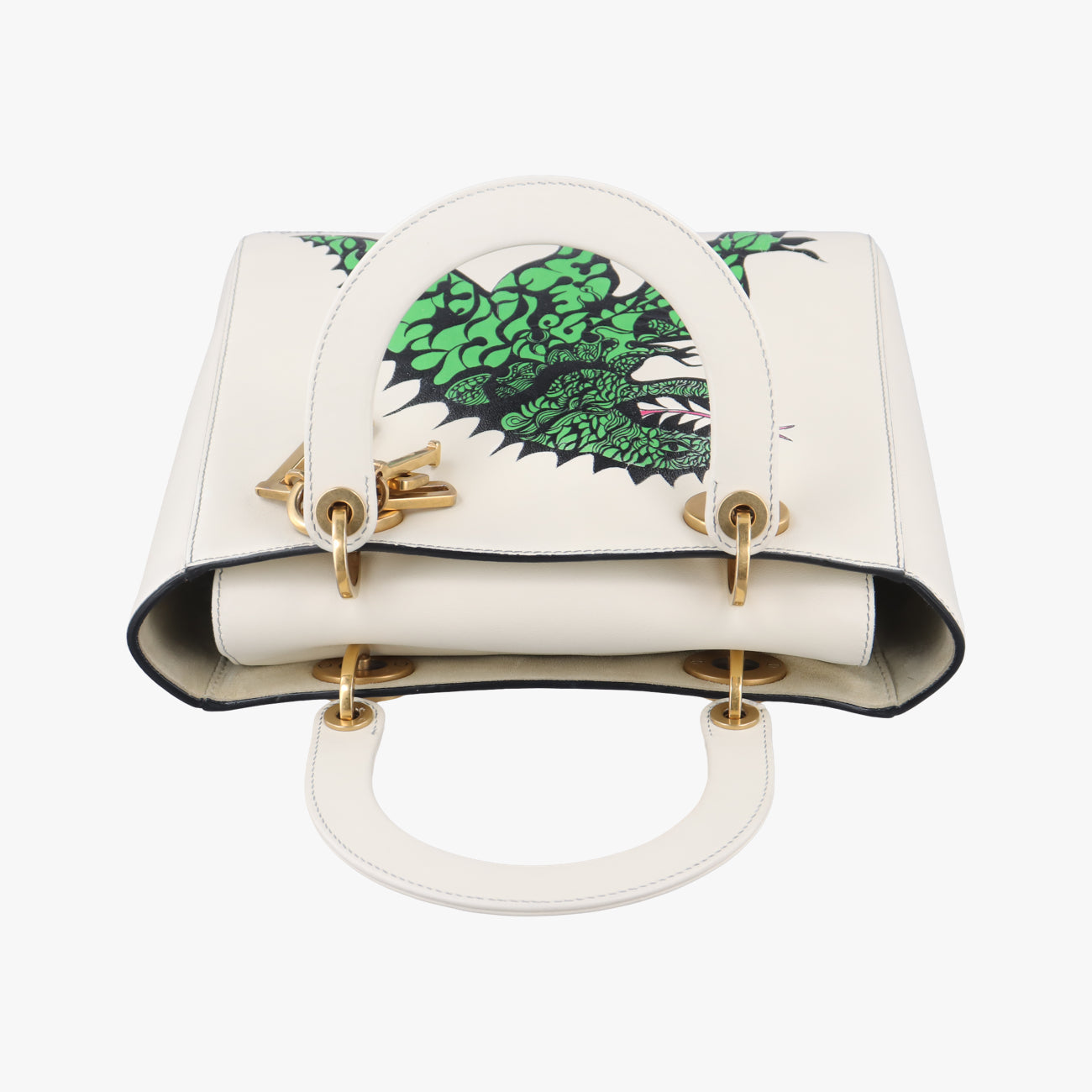 Pre-owned Christian Dior Lady Dior White x Multicolor Leather  shoulderbag | stylenewstar