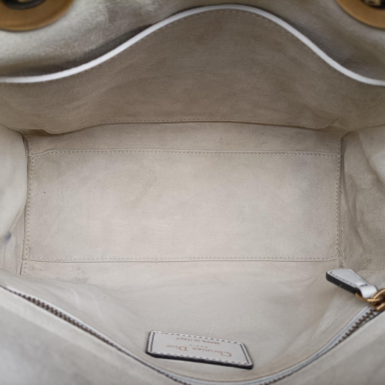 Pre-owned Christian Dior Lady Dior White x Multicolor Leather  shoulderbag | stylenewstar