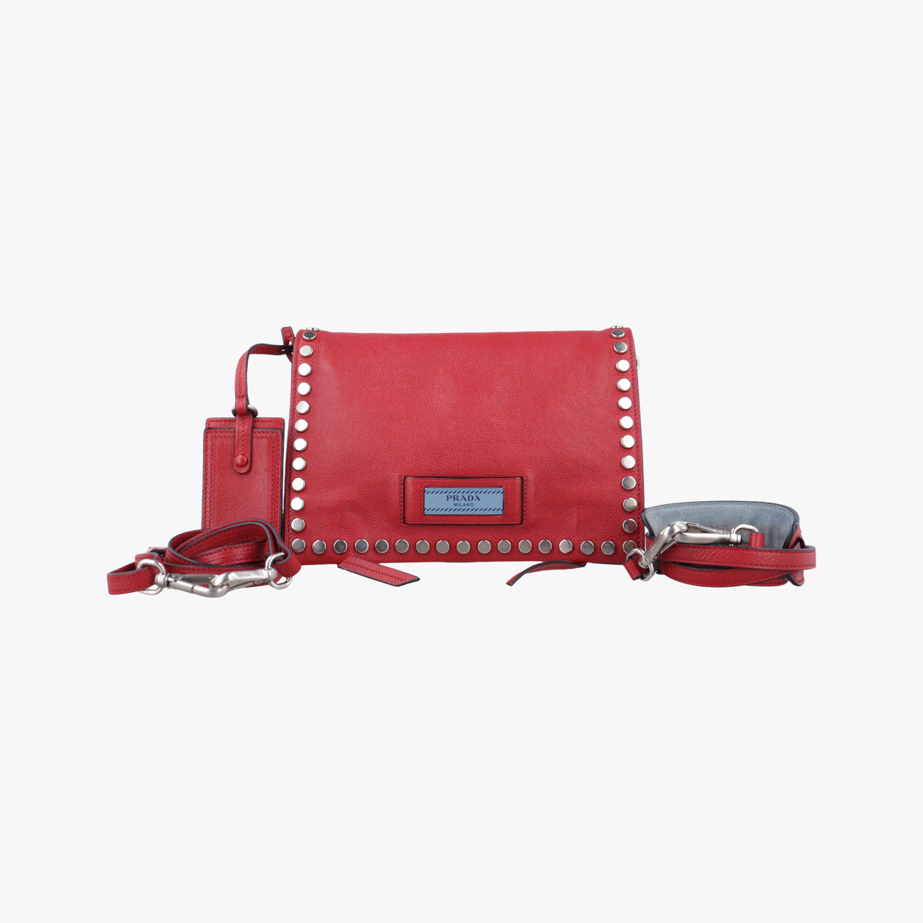 Pre-owned Prada Etiquette Red Leather 1BD082 shoulderbag | stylenewstar