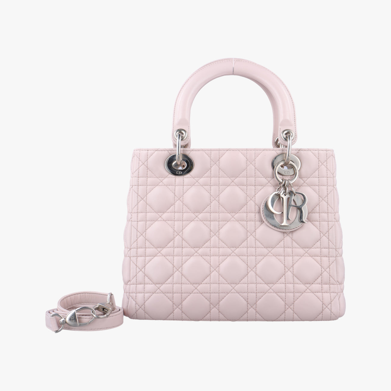 Pre-owned Christian Dior Lady Dior Pink lambskin  shoulderbag | stylenewstar
